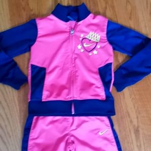 Nike outfit, pink blue yellow, size 6